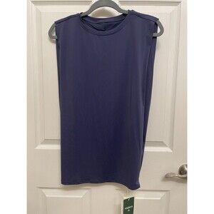 Halara Round Neck Ruched Cool Touch Yoga Tank Top UPF50+ Sz S Blue NWT
